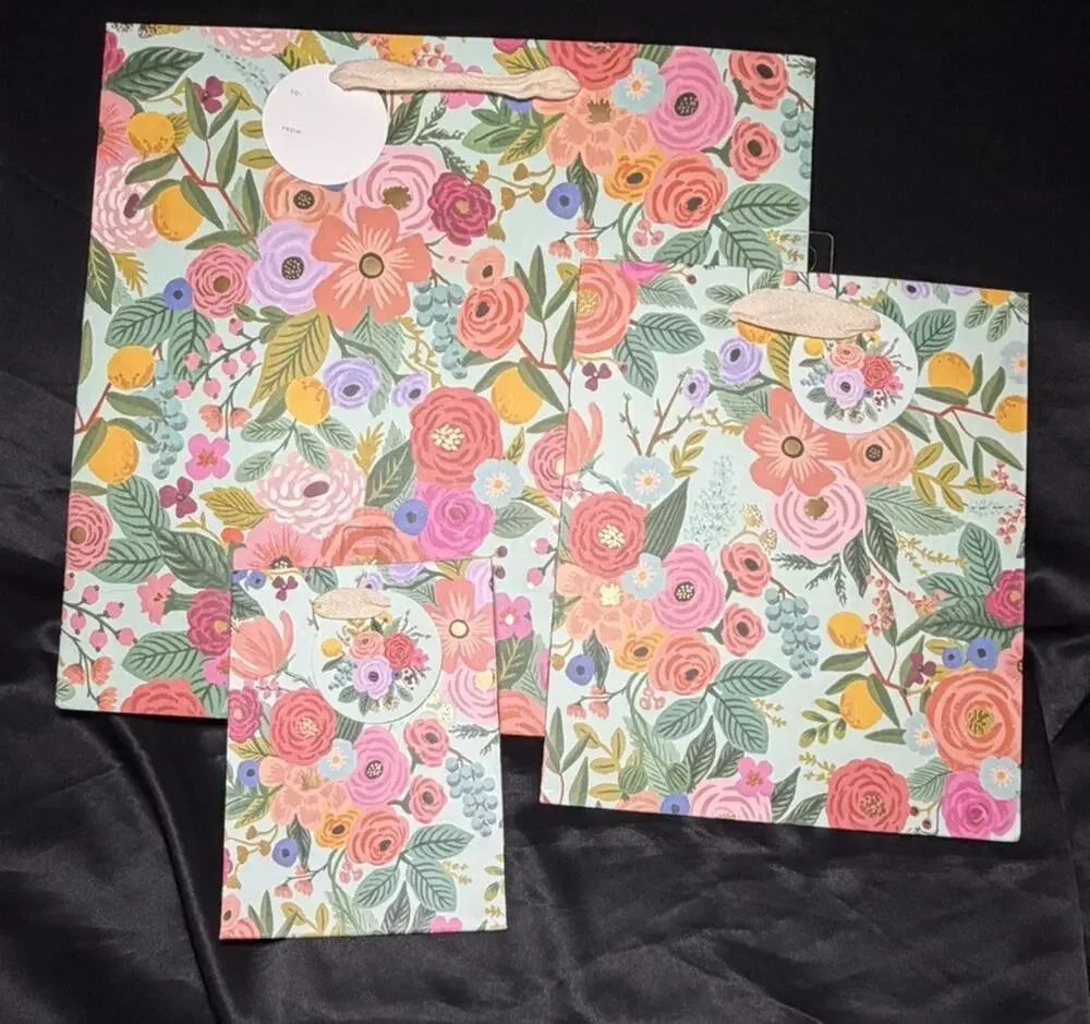 New Rifle Paper Co Garden Party Lot Of 3 Large Medium Small Flower Gift Bags